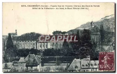 Chambéry (Savoie) — Fachada Sul do Velho Castelo dos Duques de Saboia — Hotel da Prefeitura — No fundo, o Monte Nivolet (1546 m.)