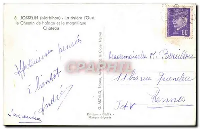 Josselin (Morbihan) — O Caminho de Tração e o Magnífico Castelo — Gaby — Verso