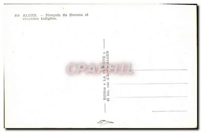 Argélia — Mesquita do Hamma e cemitério indígena — Edição « LA CUCINE » — Verso
