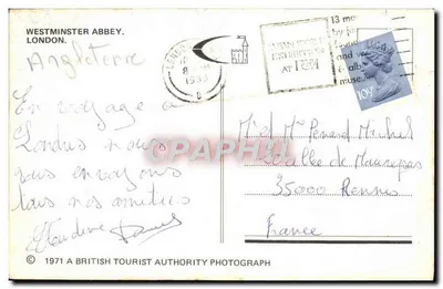 Abadia de Westminster — Londres — © 1971 A British Tourist Authority Photograph — Verso