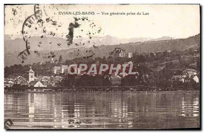 ÉVIAN-LES-BAINS — Vista geral tirada do Lago — B. F. Lux