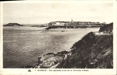 St-Malo — Vista geral tirada da Corniche d'Aleth — Bilhete postal antigo n°1, editor A.P.C.