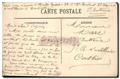 Bilhete postal antigo Montpellier O Castelo da Água — Verso