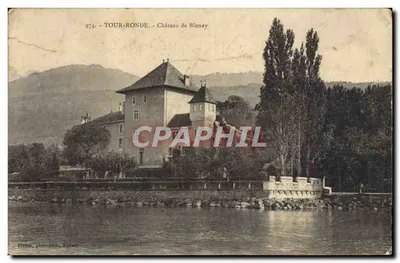 Bilhete postal antigo Torre Redonda Castelo de Blonay