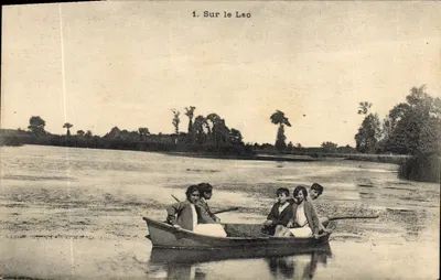 Sobre o Lago — cena lacustre com quatro pessoas em um barco — editor não identificado, n° de série 1