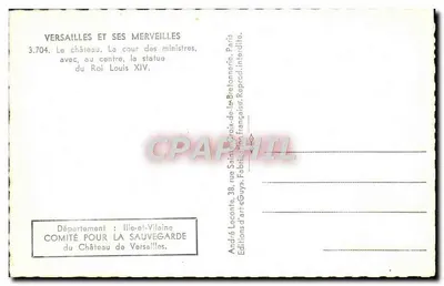 Versalles — Cour des ministres avec statue du Roi Louis XIV — Éditions d'art « Guy » — Reverso