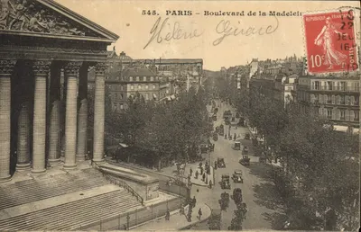 Paris - Boulevard de la Madeleine — vista do Panteão — editor desconhecido, n° 545