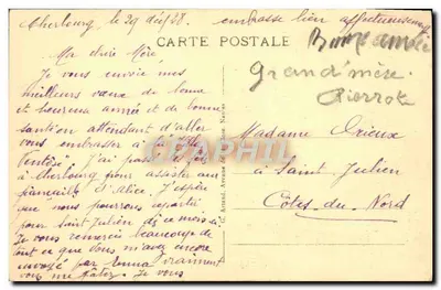Cherbourg - O Jardim Público — série 88, editor G. Armand, Avenida da Côte — Verso