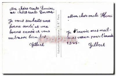 Flores de balcão — Boa Ano — Fabricação Francesa "E.R." — Verso