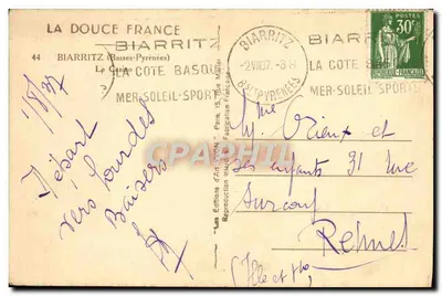 Biarritz — O Casino — Edições de Arte Yvon — Verso