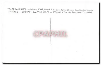 Luz-Saint-Sauveur — L'Église fortifiée des Templiers (XIe siècle) — Éditions JOVÉ, Pau — Verso