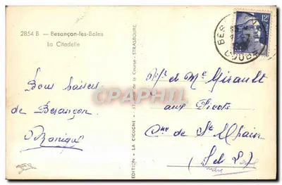 A Cidadela — Besançon-les-Bains — Edição « A Cegonha » — Verso