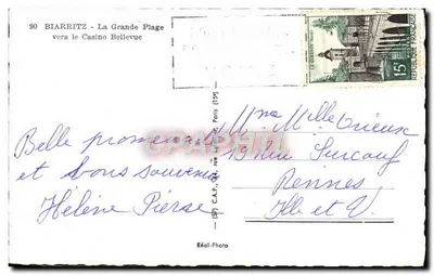 Biarritz - A Grande Praia em direção ao Casino Bellevue — Réal-Photo, n°90 — Verso