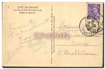 Costa de Granit — Os Montes de Feijão (Finistère) e a Ponta de Pen-Hir — Les Éditions d'Art Lyon — Verso