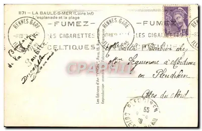 La Baule-Saint-Herblain — A esplanada e a praia — Edições de Arte 'Yvon' — Verso
