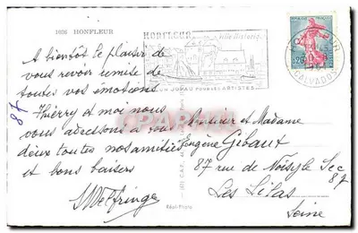 Honfleur — Calle Sainte-Catherine, La Lieutenancé, El Puerto, Capilla Notre-Dame-de-Grâce — Recuerdo de Honfleur, editor CLOCHER SAINTE-CATHERINE — Reverso