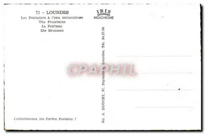 Lourdes — As Fontes da Água Milagrosa — Ed. A. DOUCET, Pl. Peyratin, Lourdes — Verso