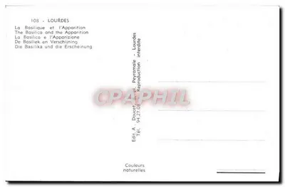 Lourdes — Aparecida de Nossa Senhora — Editor A. Doucet, n°108 — Verso