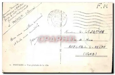 Poitiers — Vista geral da cidade — editor C.A.P. n° (12) — Verso