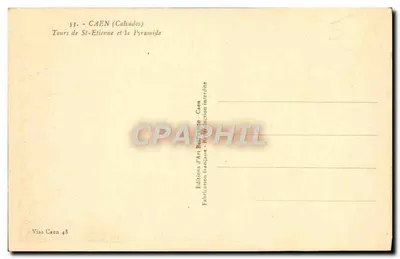 Caen — Wieże Świętego Etienne i piramida — Wydawnictwo Art Barbazanges — Rewers