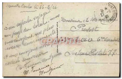 Monte-Carlo — Ansicht vom Bordina — unbekannter Verlag, n° 13 — Rückseite