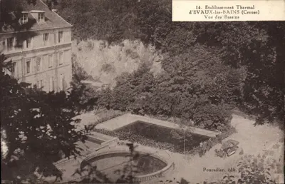 Estabelecimento Termal de EVAUX-LES-BAINS (Creuse) — Vista dos Bassins — Pouradier, édit.