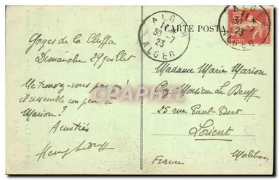 No Hotel do Ruisseau dos Macacos — Um Pensionista — Foto Minet 9 Rue d'Alger Blida — Verso