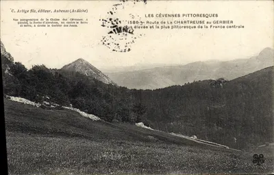 Cévennes pitorescas — Vista panorâmica da Cadeia das Cévennes — C. Artige filho, editor, Aubenas