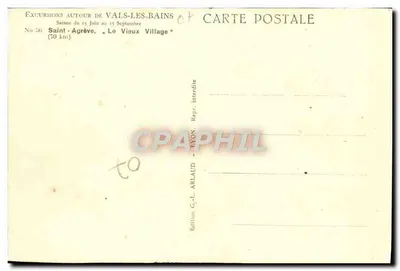 Saint-Agrève — O Velho Village — Edição G.-L. Arlaud — Verso