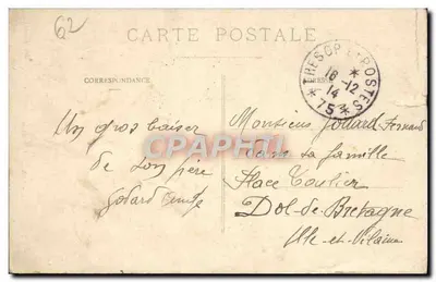 Antike Ansichtskarte Arras L'Hotel de Ville — Rückseite