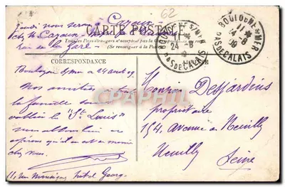 Boulogne-sur-Mer — Coluna da Grande Armée — LL. — n° 274 — Verso