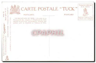 Nice. Bulwar Midi i Promenada Jetée — Tuck & Fils, seria 938 — Rewers