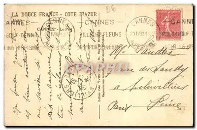 Puerto de Cannes — Vista de los barcos — Edición de Arte YVON, Cannes — Reverso