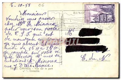Cannes — Vista del puerto — Les Belles Éditions Françaises, n° 13132 — Reverso