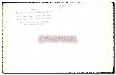 Kaplica Rosaryjna w Vence — Freska Ścieżki Krzyżowej — Wydawca P. Eggermont — Rewers
