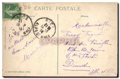 Nice — Ogólny widok nowych ogrodów, promenady Jette i pomnika setnego rocznicy — N.D. Fot. — Rewers