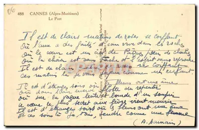 Cannes (Alpes-Maritimes) — The Port — Éditions A. Martel — Back