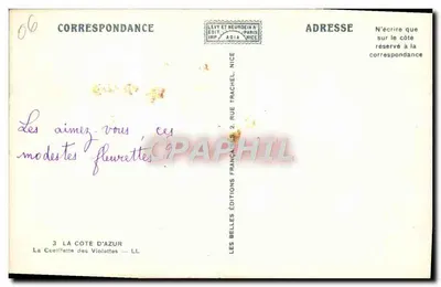 La Costa Azul — La Cosecha de las Violetas — Ediciones Lévy et Neurdein, París — Reverso