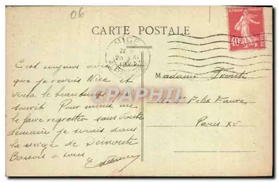 Nice — Ogólny widok Zatoki Aniołów przez sosnowy drzewo — V. M. n°20 — Rewers
