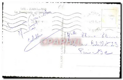 Juan-les-Pins — A Promenade e os Jardins — Ed. AJAX, n° 1498 — Verso