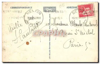 Menton — Widok zrobiony przez oliwki — Levé et Neurdein, n°53 — Rewers