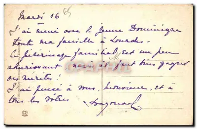 Lourdes — Widok z góry na esplanadę, bazylikę i dolinę Gave — wydawca L. Dufour, nr 960 — Rewers