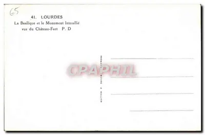 Lourdes — Bazylika i Pomnik Interallijski widziane z Cytadeli — Wydawnictwo P. DOUCET — Rewers