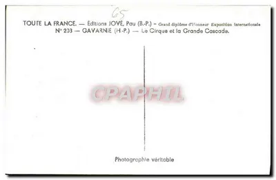 Gavarnie — O Circo e a Grande Cachoeira — Edições JOVÉ, Pau (B.P.) — Verso