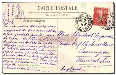 Lourdes — A Praça da Gruta e o Gave — editor Carte Postale de Luxe, n°102 — Verso