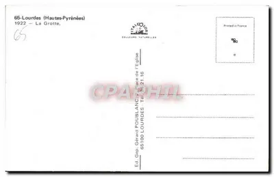 A Gruta da Igreja — Lourdes (Altas-Pirineus) — Ed. Gérard Poulanc — Verso