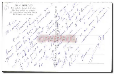 Lourdes — Doentes diante da Gruta — Editor A. DORCET — Verso