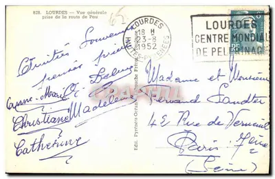 Lourdes — Ogólny widok z drogi z Pau — Wyd. Pyrénées Frères, nr 828 — Rewers