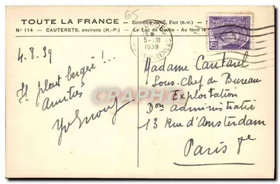 Le Lac de Gaube — Cauterets, Pyrénées — Éditions Jové, Pau — Verso