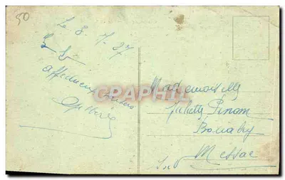 Stara pocztówka Mont Saint Michel Widok z lotu w 1913 roku — Rewers